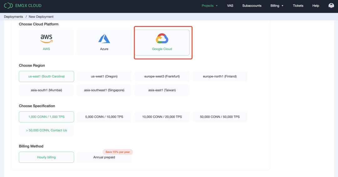  EMQX Cloud GCP Pub Sub 