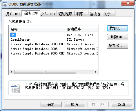 图 5 完成系统数据源的设置 