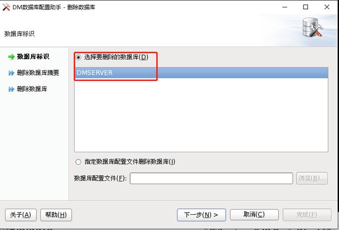 选择需要删除的数据库实例