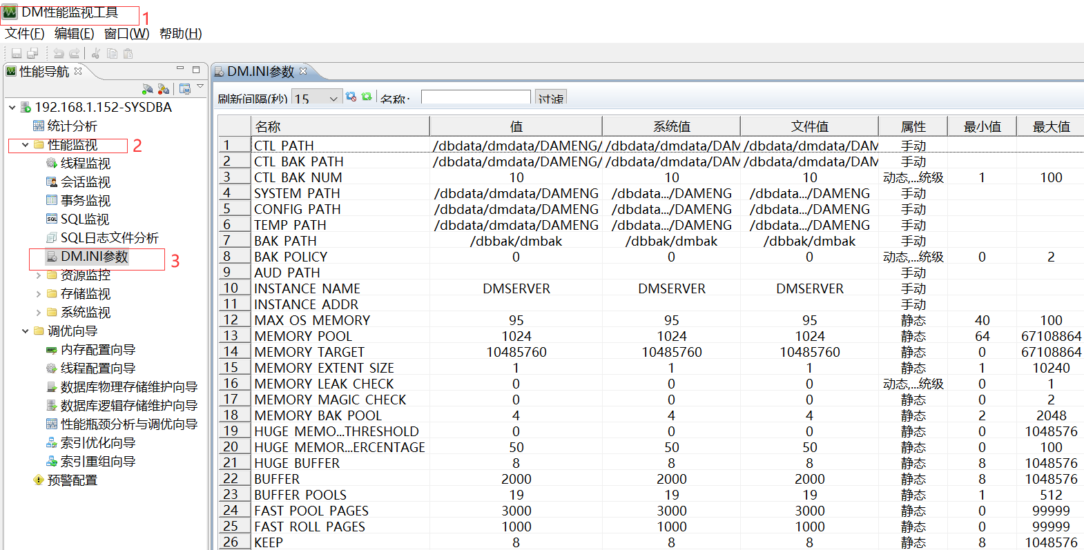 性能监视工具dm.ini