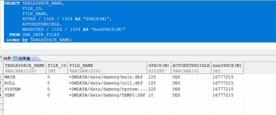 order by tablespace_name;from dba_data_filesmaxbytes / 1024