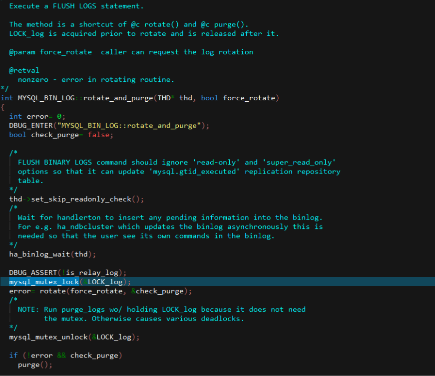 Mysql flush logs 