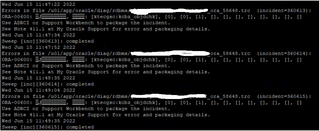 ORA-600 ktecgsc kcbz_objdchk 问题分析 - 墨天轮