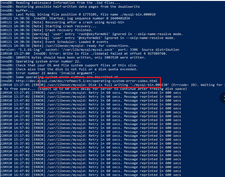 mysql purge binary logs to 'mysqlbin.000065';挂住？ 墨天轮