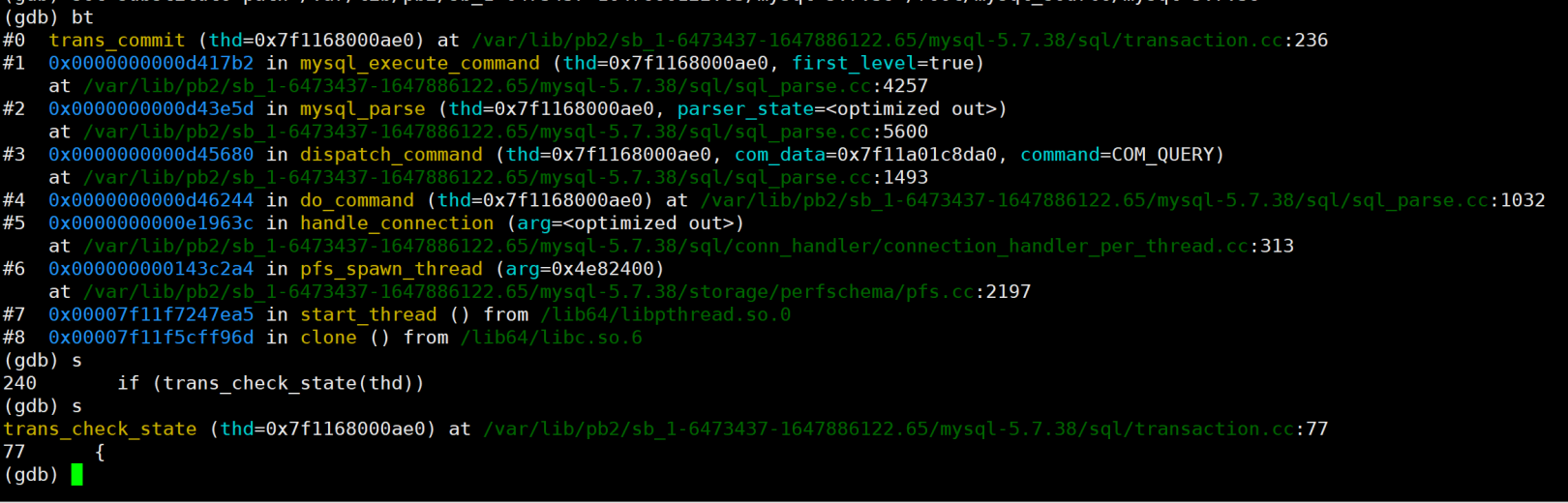 Gdb mysql 5 7 38 commit 