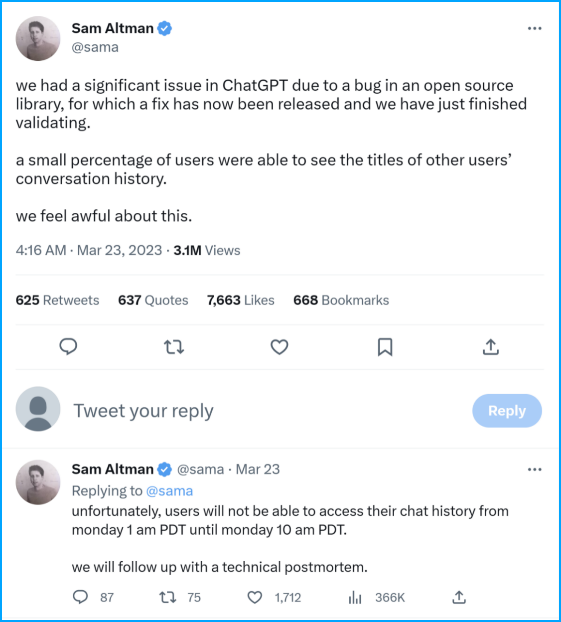 因为踩了 Redis-py 在连接取消状态下会话错乱的 bug，CEO Sam Altman 也在 twitter 出来道歉.png