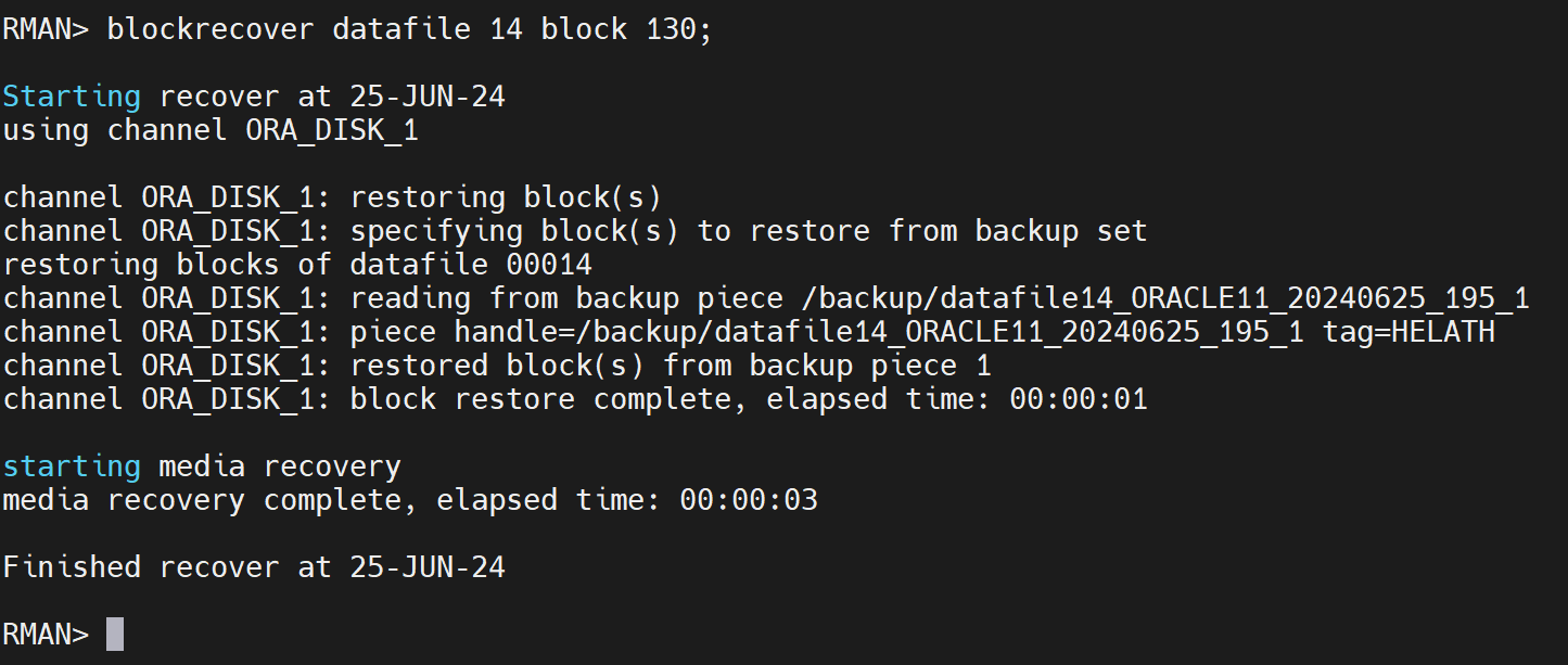 oracle故障恢复实验(3)单个数据块损坏和多个数据块损坏(RMAN工具) 墨天轮