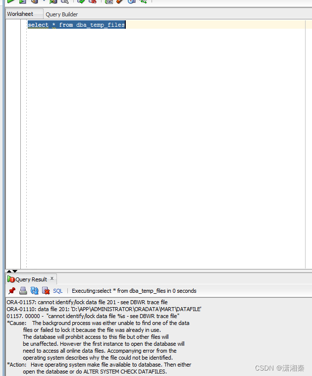 dba temp files ora 60100 