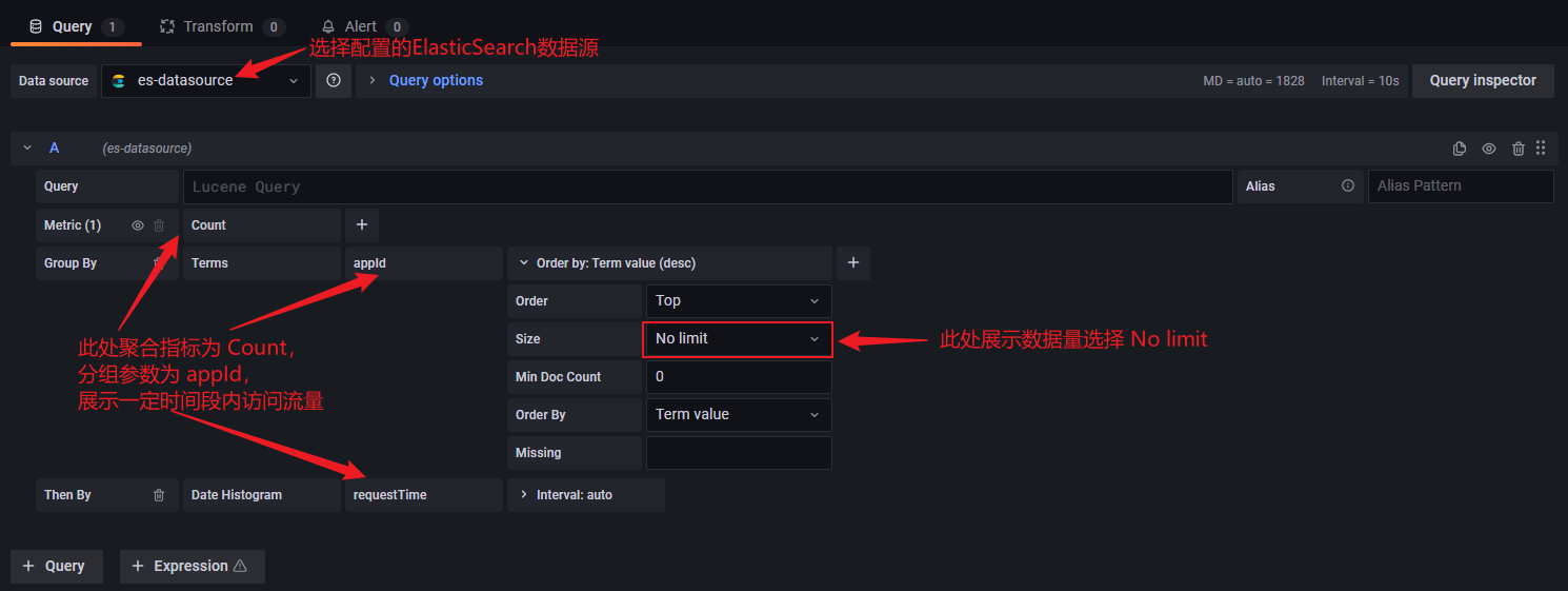Grafana的数据源依赖日志平台产生的ES数据 grafana配置es数据源_字段_15