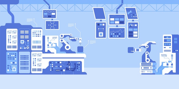 Technology science for industry flat illustration