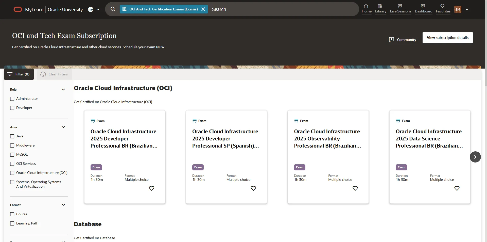 已购考试列表示意图