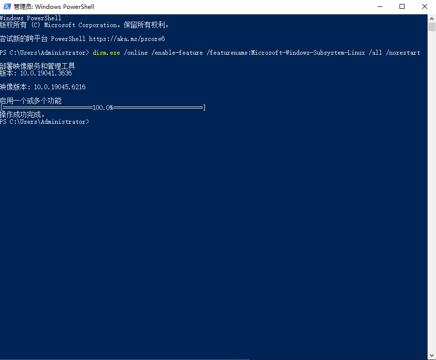 使用命令行启用功能