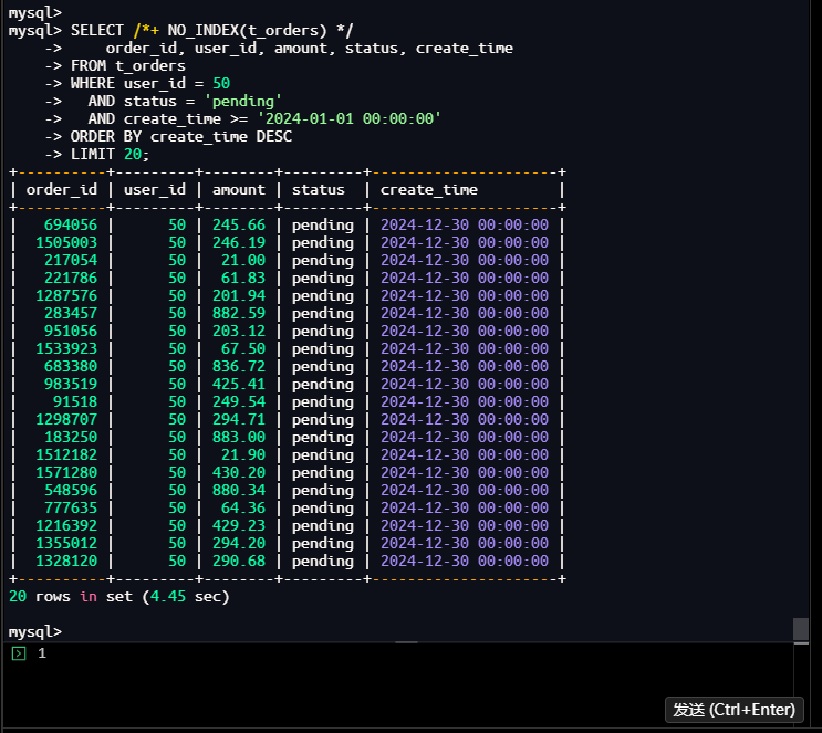 强制不使用索引