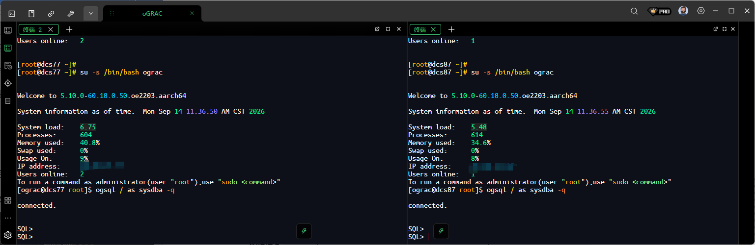 ogsql 登录成功
