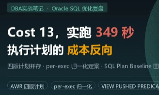 Cost 13 的 SQL 跑了 349 秒：一次 Oracle 执行计划「成本反向」完整复盘