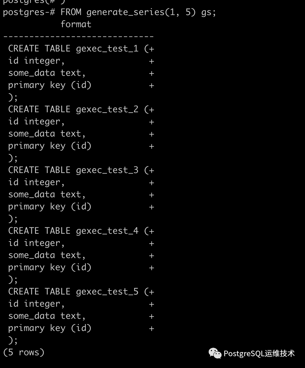 Postgresql Psql之\gexec命令 - 墨天轮